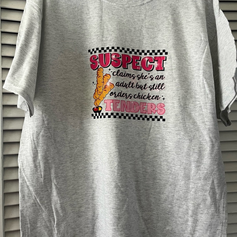 Hanes Gray Short Sleeve Tee with Pink and Black Graphic
